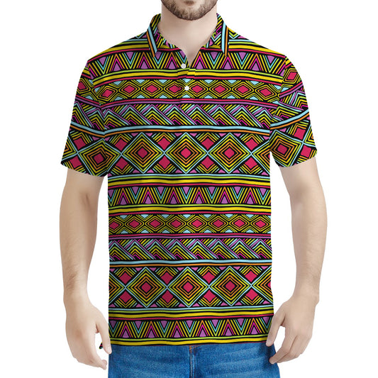 Colorful African Inspired Pattern Print Men's Polo Shirt