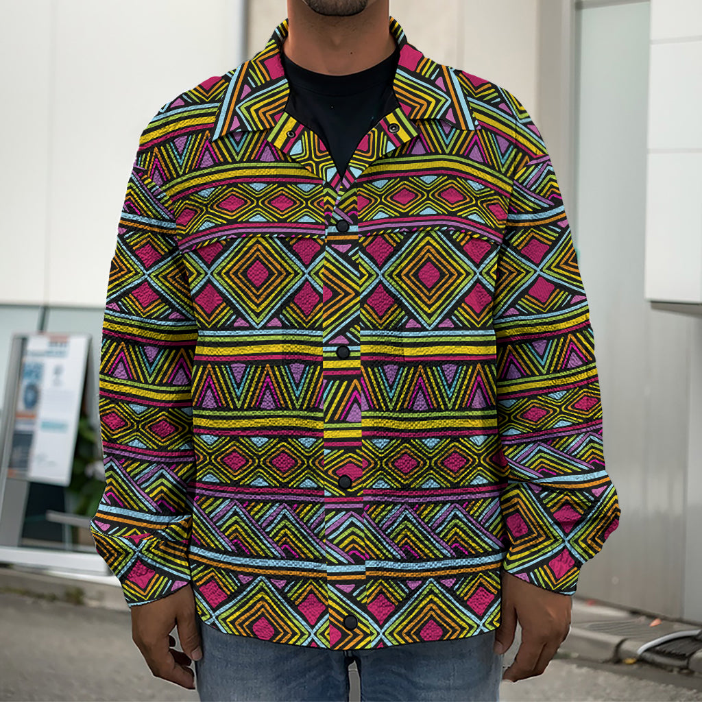 Colorful African Inspired Pattern Print Men's Shirt Jacket