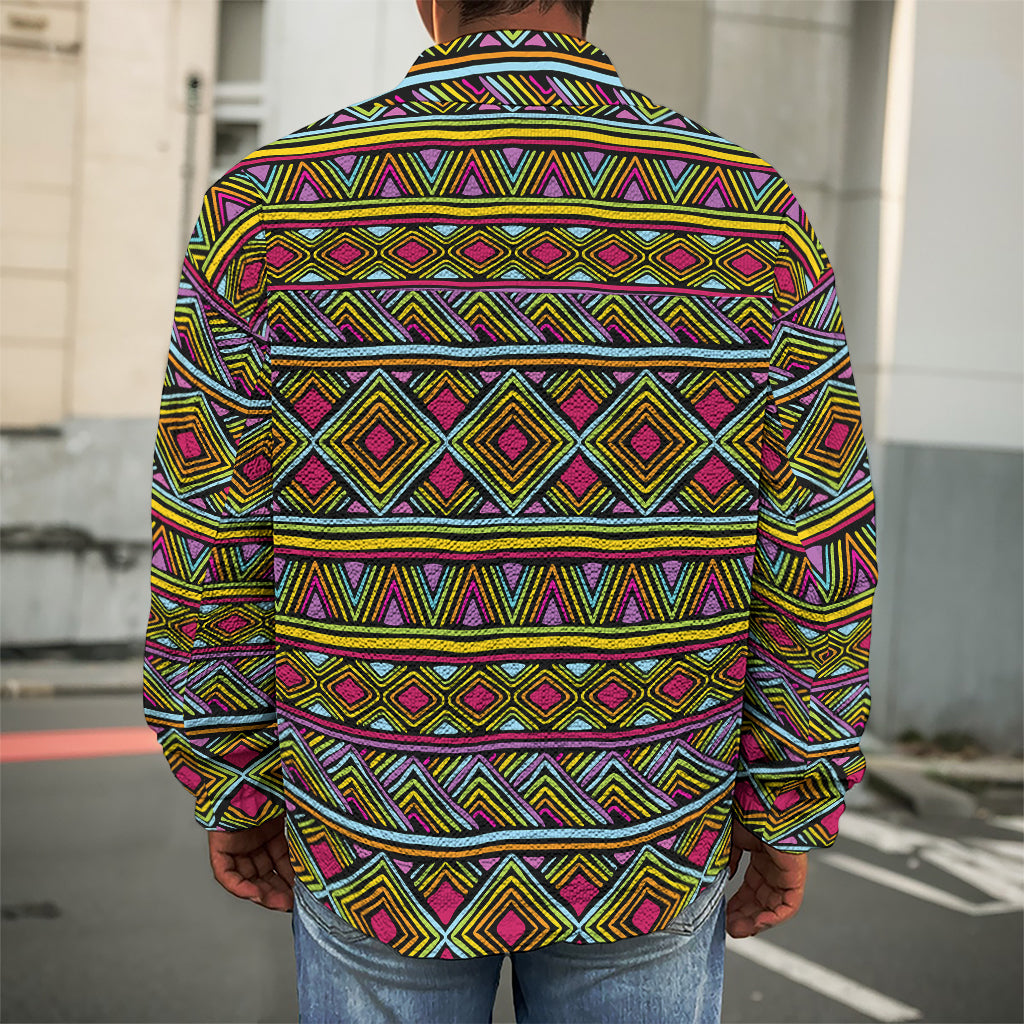 Colorful African Inspired Pattern Print Men's Shirt Jacket