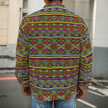 Colorful African Inspired Pattern Print Men's Shirt Jacket