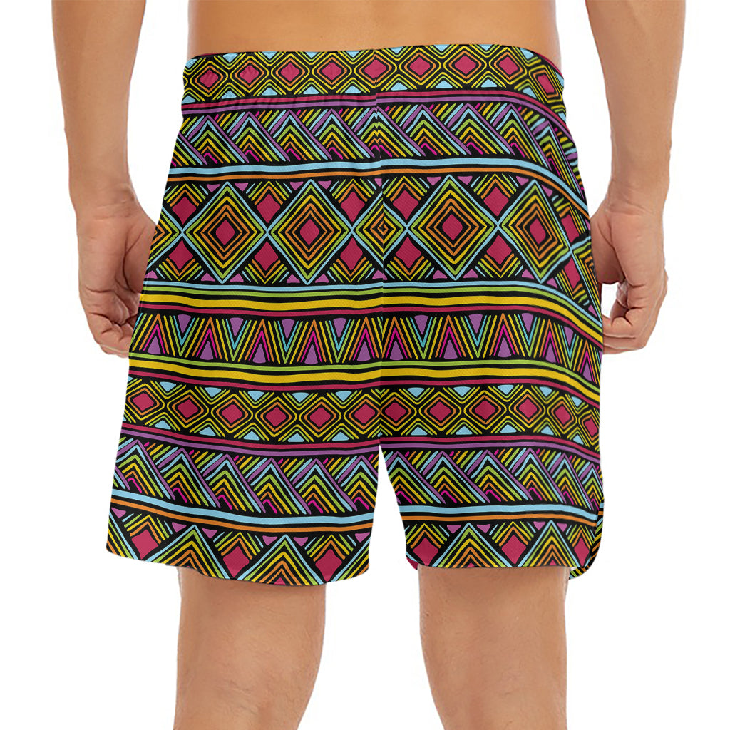 Colorful African Inspired Pattern Print Men's Split Running Shorts