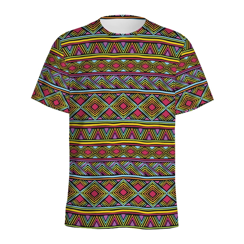 Colorful African Inspired Pattern Print Men's Sports T-Shirt