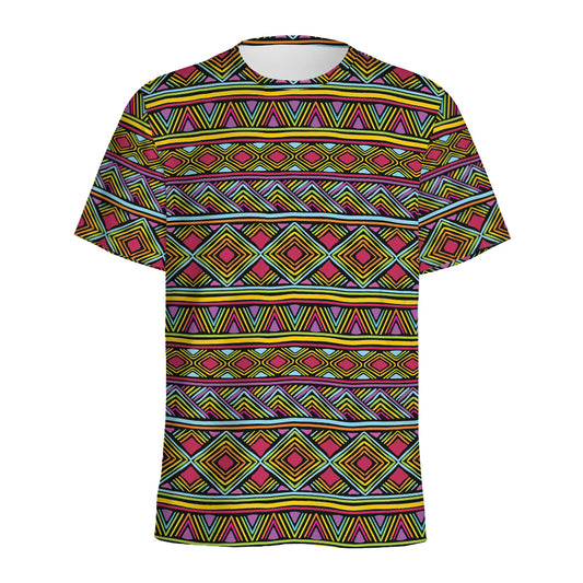 Colorful African Inspired Pattern Print Men's Sports T-Shirt