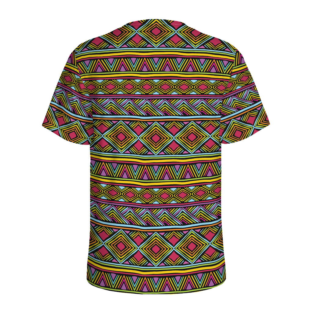 Colorful African Inspired Pattern Print Men's Sports T-Shirt
