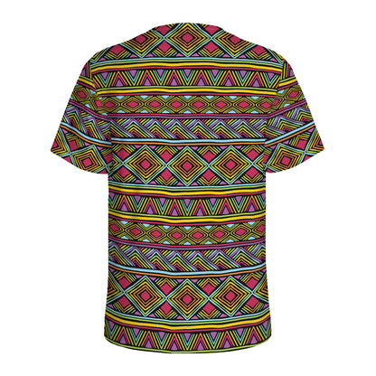 Colorful African Inspired Pattern Print Men's Sports T-Shirt