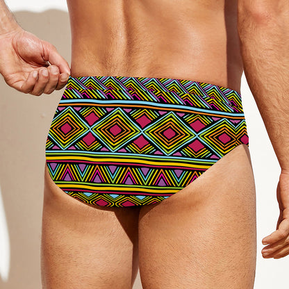 Colorful African Inspired Pattern Print Men's Swim Briefs