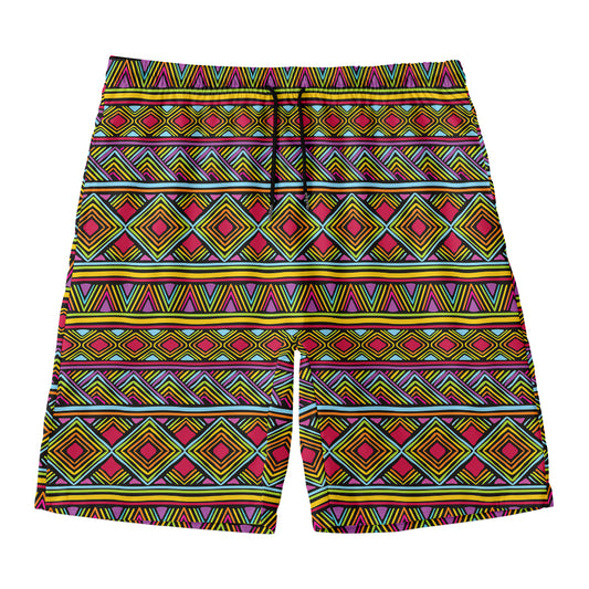 Colorful African Inspired Pattern Print Men's Swim Trunks