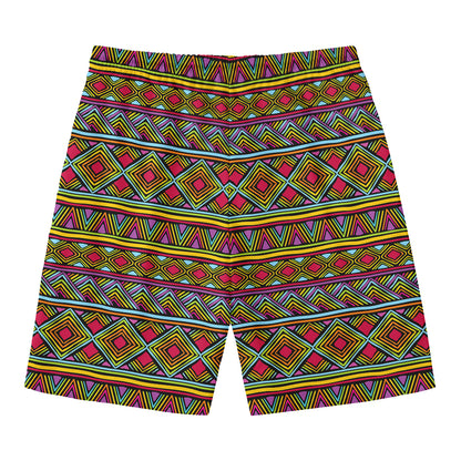 Colorful African Inspired Pattern Print Men's Swim Trunks