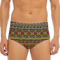 Colorful African Inspired Pattern Print Men's Triangle Swim Briefs