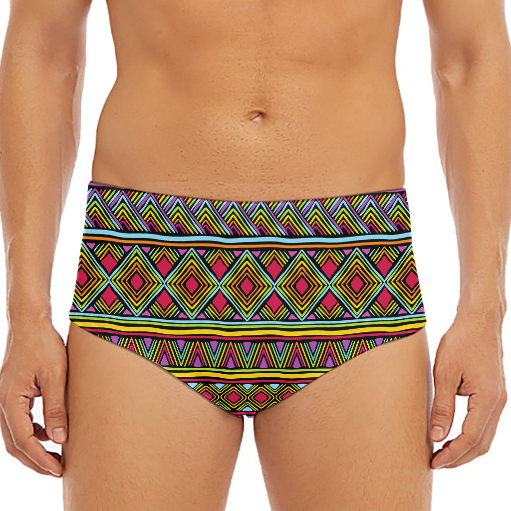 Colorful African Inspired Pattern Print Men's Triangle Swim Briefs