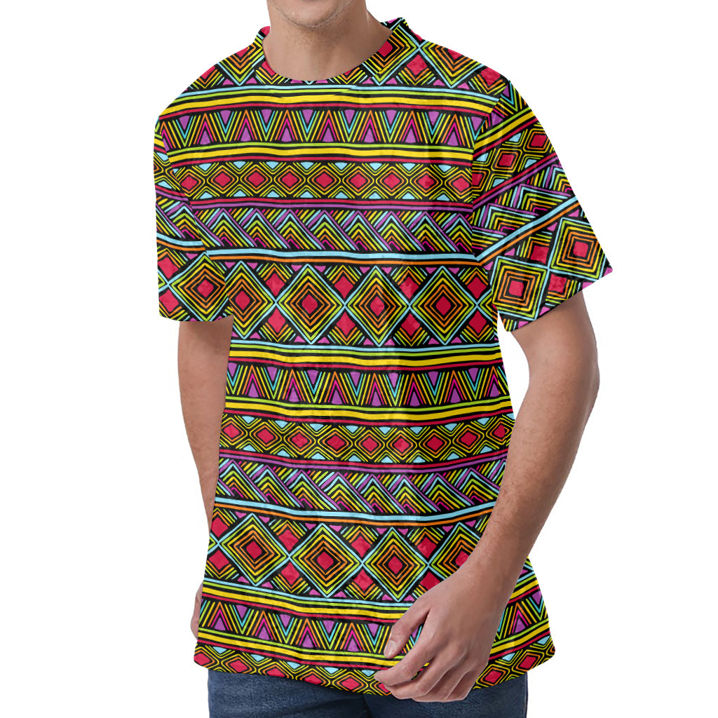 Colorful African Inspired Pattern Print Men's Velvet T-Shirt