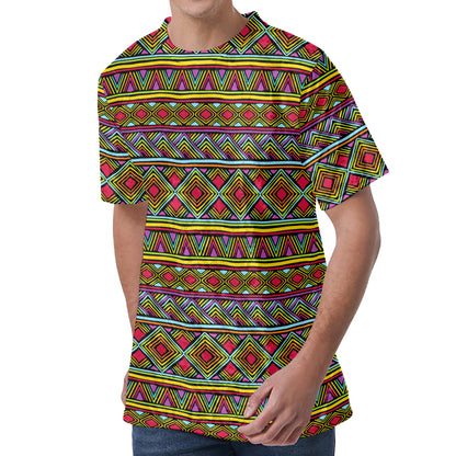 Colorful African Inspired Pattern Print Men's Velvet T-Shirt