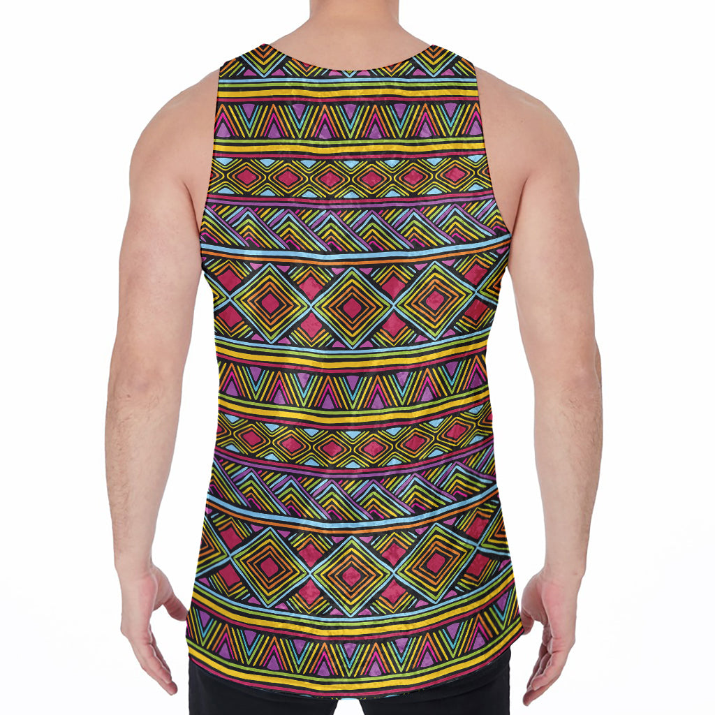 Colorful African Inspired Pattern Print Men's Velvet Tank Top