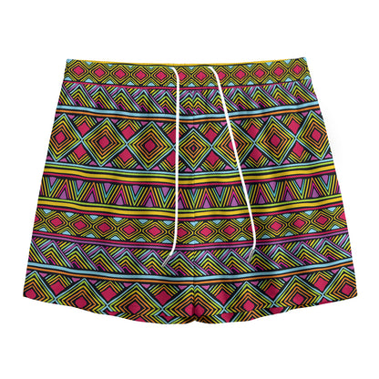 Colorful African Inspired Pattern Print Mesh Shorts
