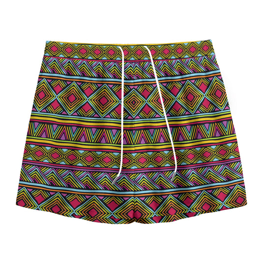 Colorful African Inspired Pattern Print Mesh Shorts