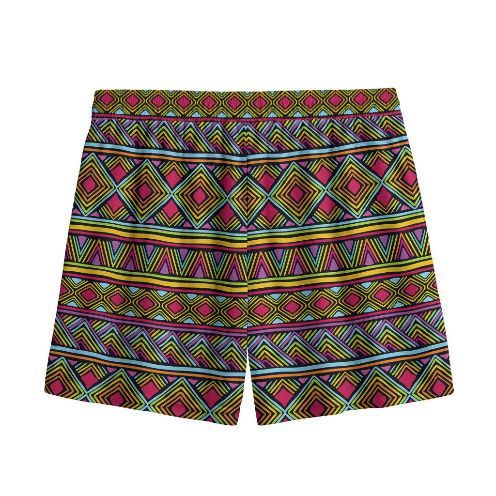 Colorful African Inspired Pattern Print Mesh Shorts
