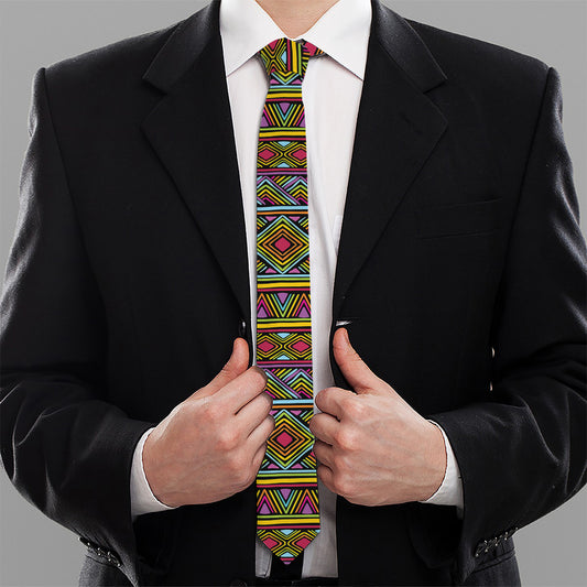 Colorful African Inspired Pattern Print Necktie