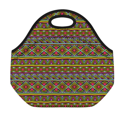 Colorful African Inspired Pattern Print Neoprene Lunch Bag