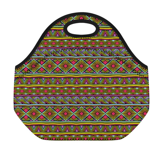 Colorful African Inspired Pattern Print Neoprene Lunch Bag