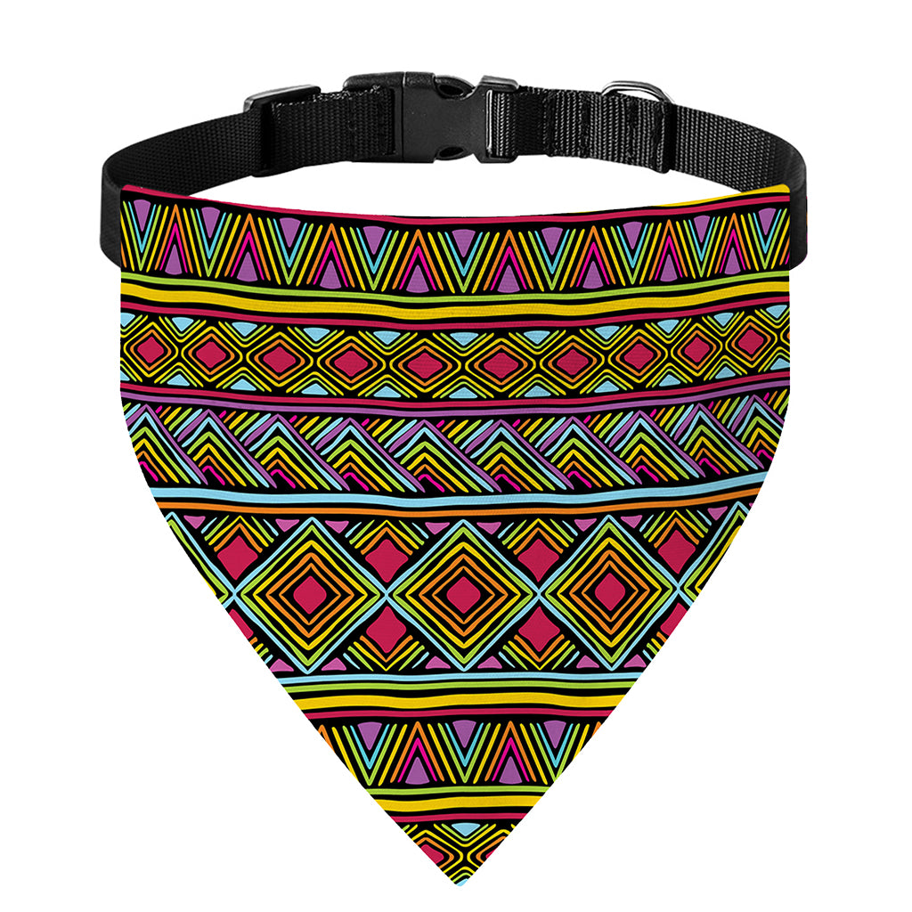 Colorful African Inspired Pattern Print Over The Collar Dog Bandana