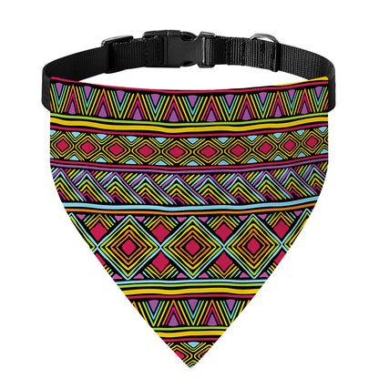 Colorful African Inspired Pattern Print Over The Collar Dog Bandana