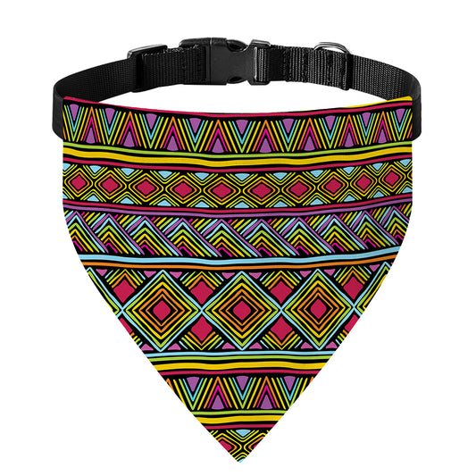 Colorful African Inspired Pattern Print Over The Collar Dog Bandana