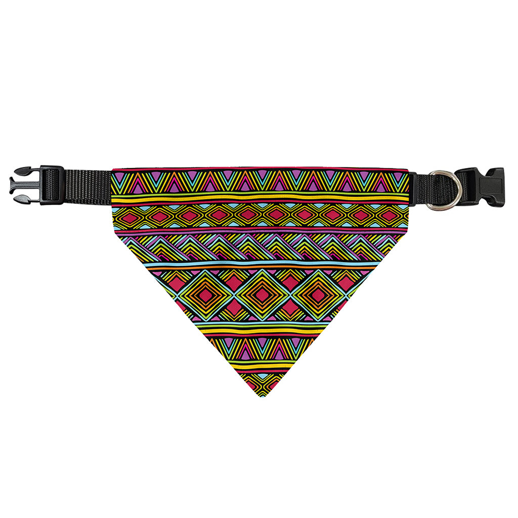 Colorful African Inspired Pattern Print Over The Collar Dog Bandana