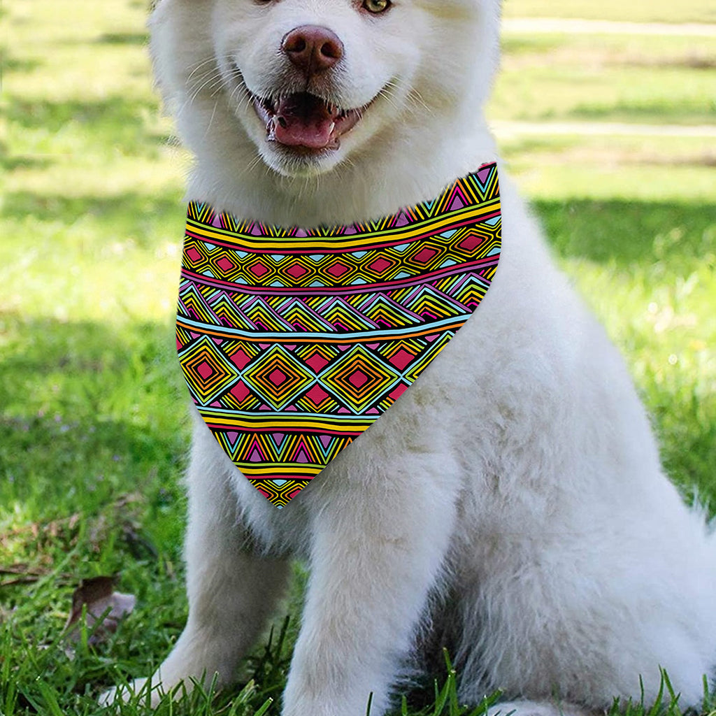 Colorful African Inspired Pattern Print Over The Collar Dog Bandana