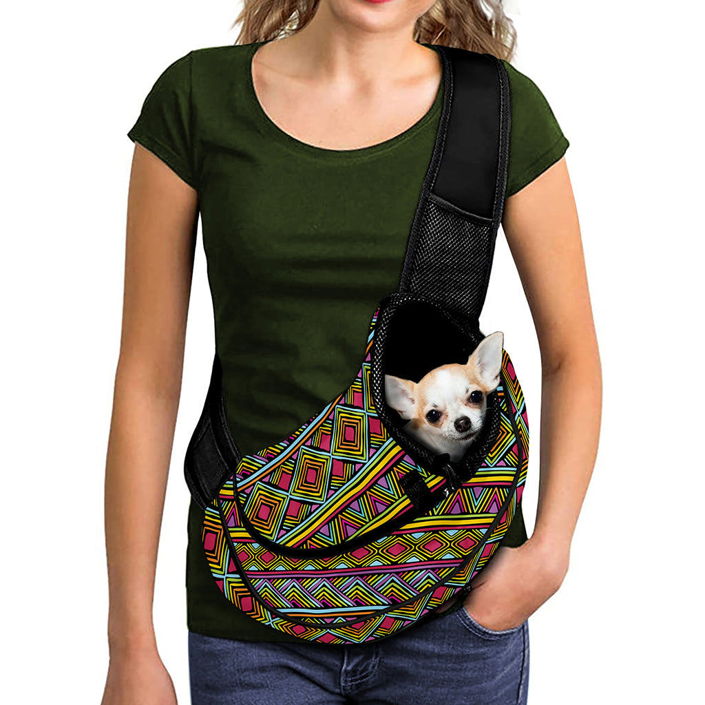 Colorful African Inspired Pattern Print Pet Sling Carrier