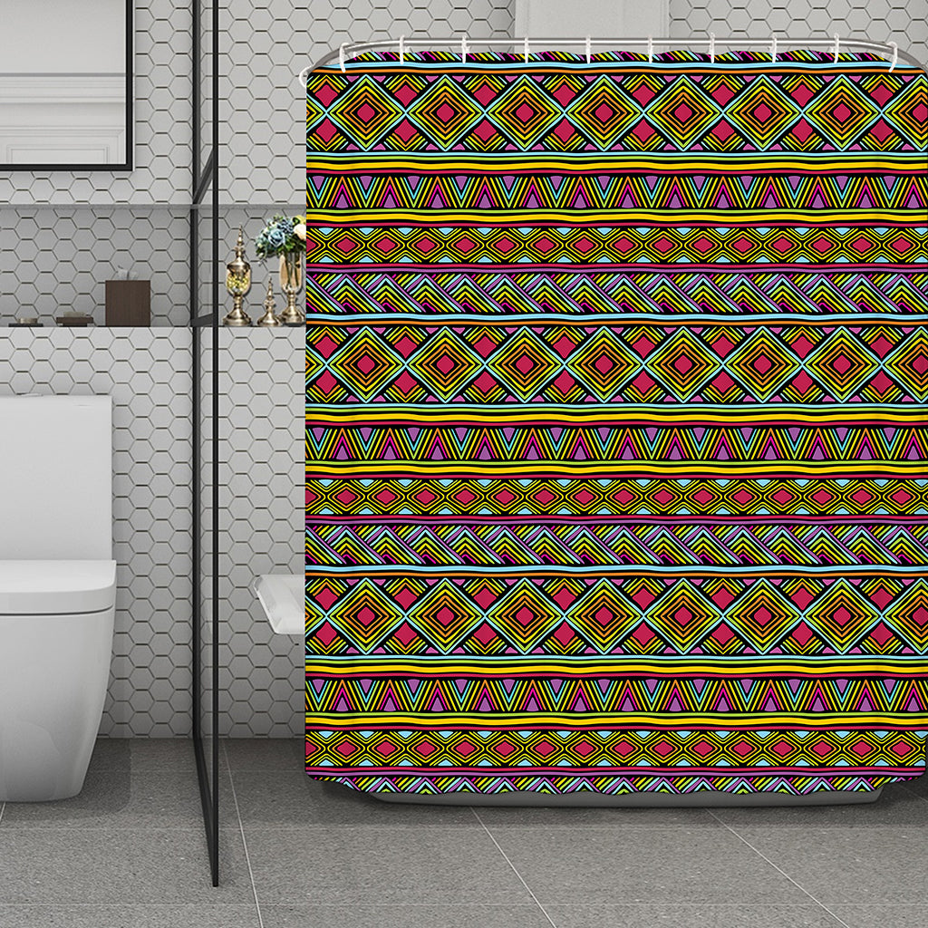 Colorful African Inspired Pattern Print Polyester Shower Curtain