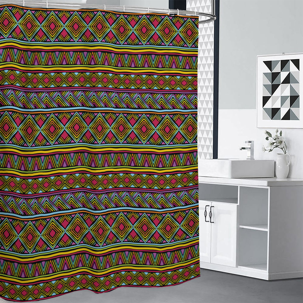 Colorful African Inspired Pattern Print Premium Shower Curtain