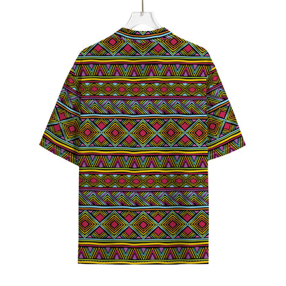 Colorful African Inspired Pattern Print Rayon Hawaiian Shirt
