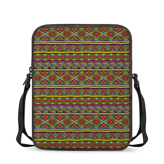 Colorful African Inspired Pattern Print Rectangular Crossbody Bag