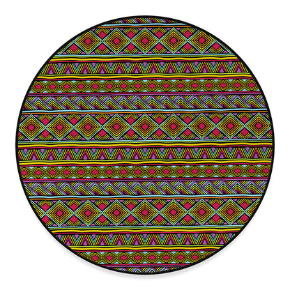 Colorful African Inspired Pattern Print Round Floor Mat