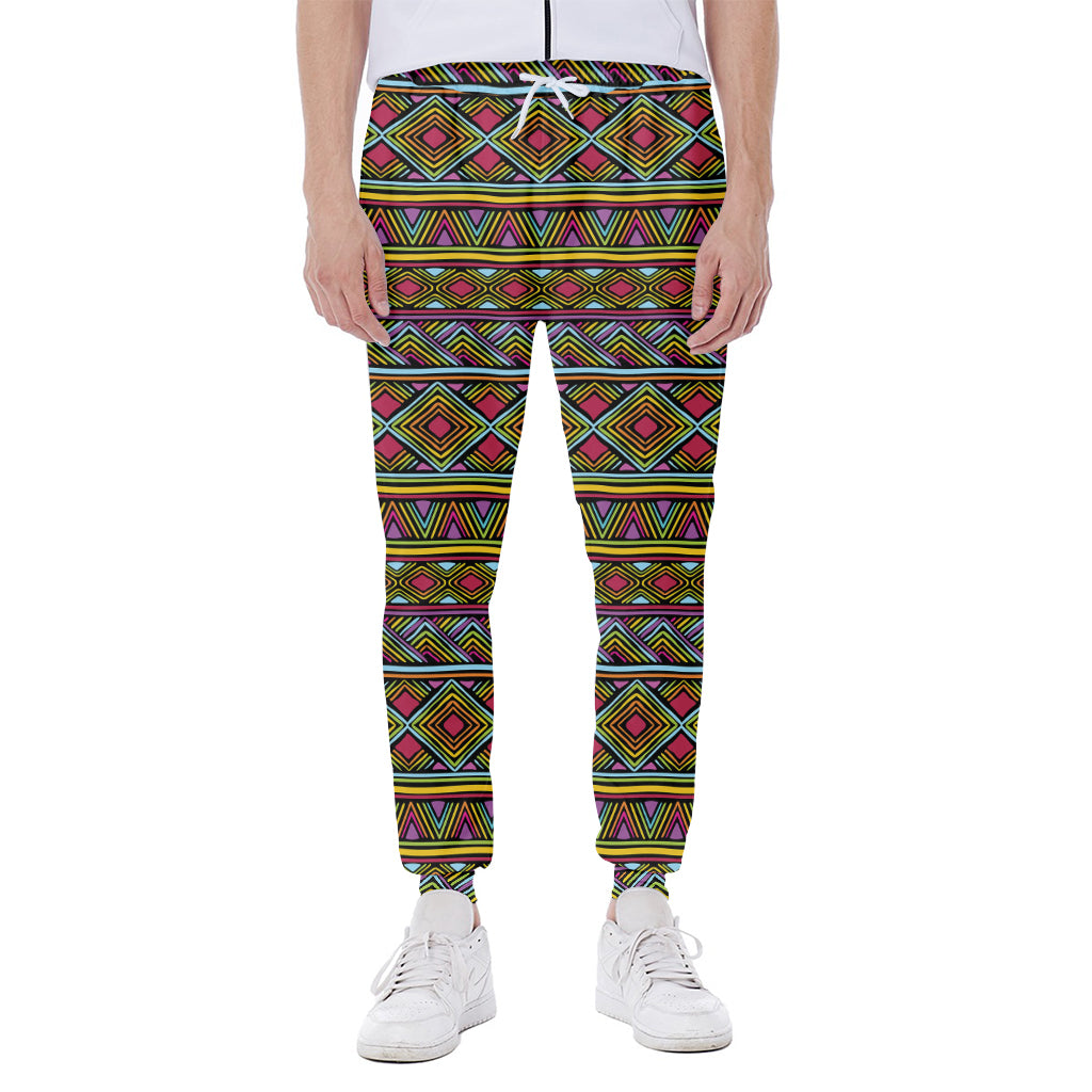 Colorful African Inspired Pattern Print Scuba Joggers