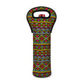 Colorful African Inspired Pattern Print Single Neoprene Wine Tote