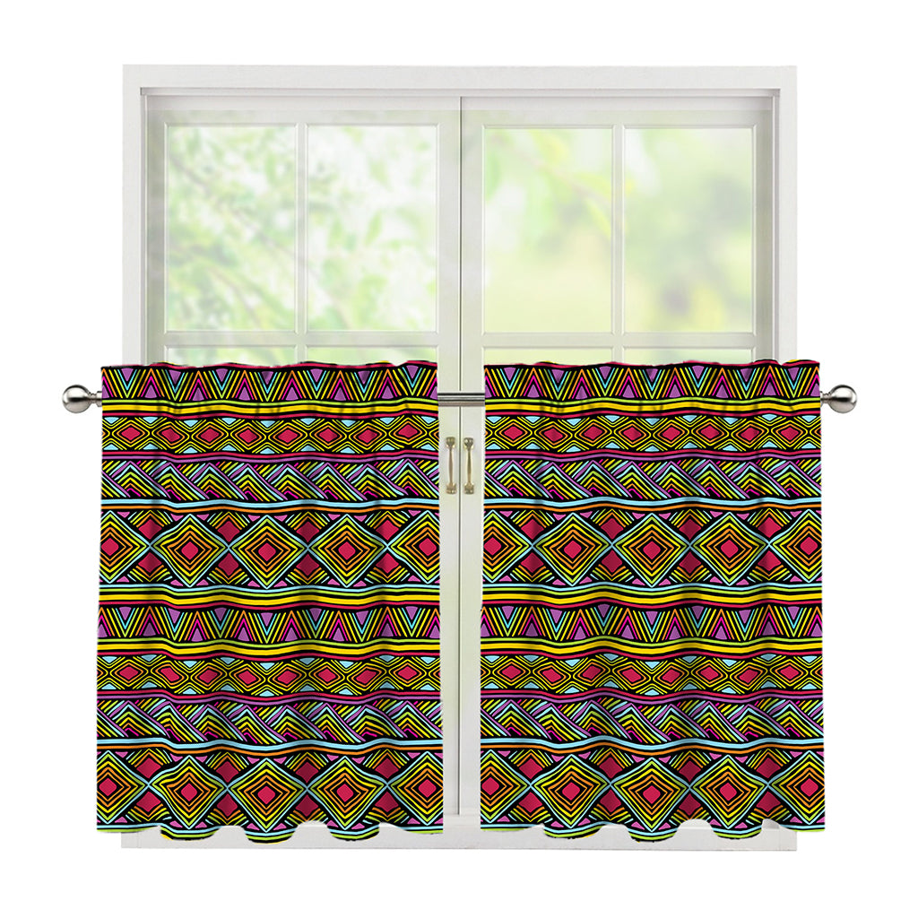 Colorful African Inspired Pattern Print Tier Curtains