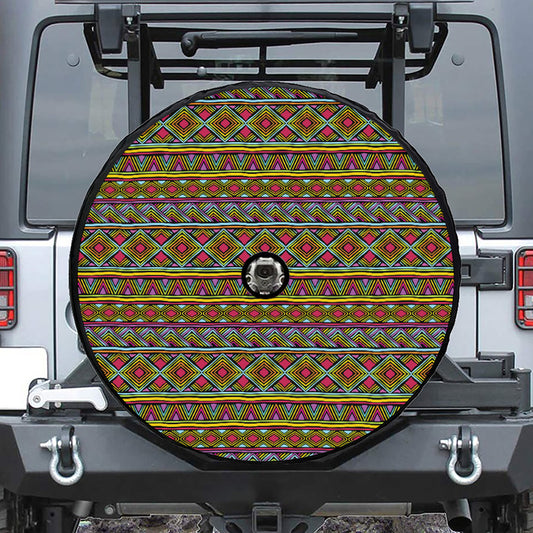 Colorful African Inspired Pattern Print Tire Cover With Camera Hole
