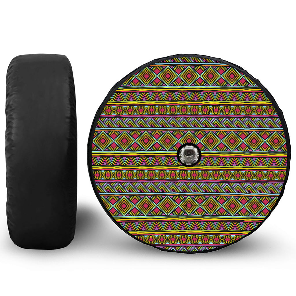 Colorful African Inspired Pattern Print Tire Cover With Camera Hole