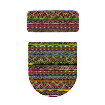 Colorful African Inspired Pattern Print Toilet Lid And Tank Cover Set