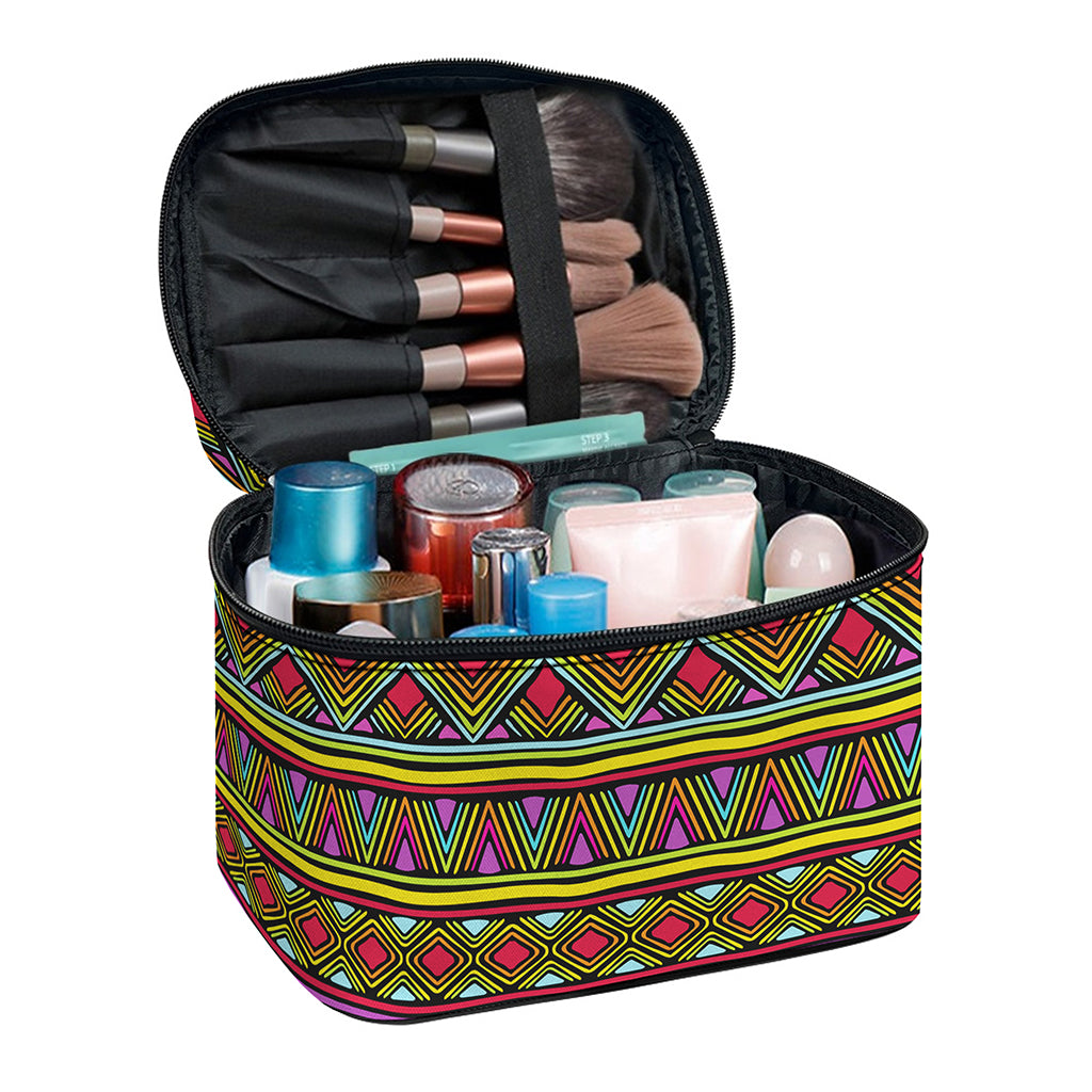 Colorful African Inspired Pattern Print Travel Makeup Bag