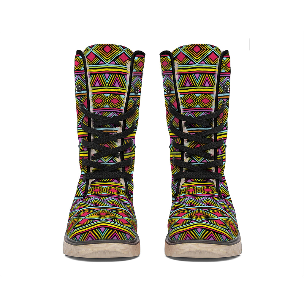 Colorful African Inspired Pattern Print Winter Boots