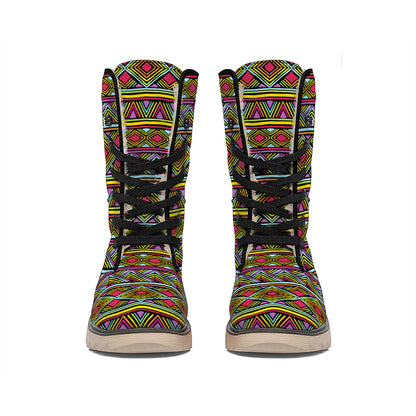 Colorful African Inspired Pattern Print Winter Boots