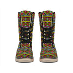 Colorful African Inspired Pattern Print Winter Boots