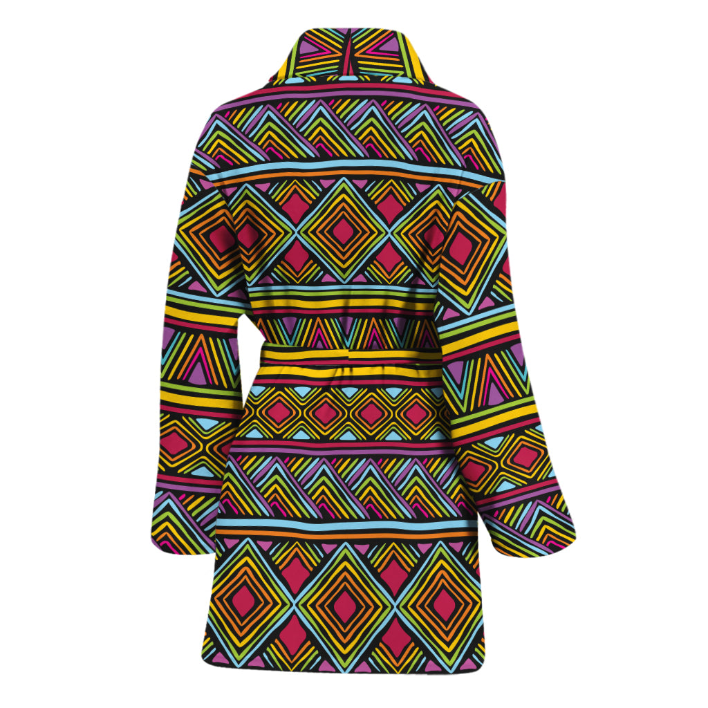 Colorful African Inspired Pattern Print Women's Bathrobe