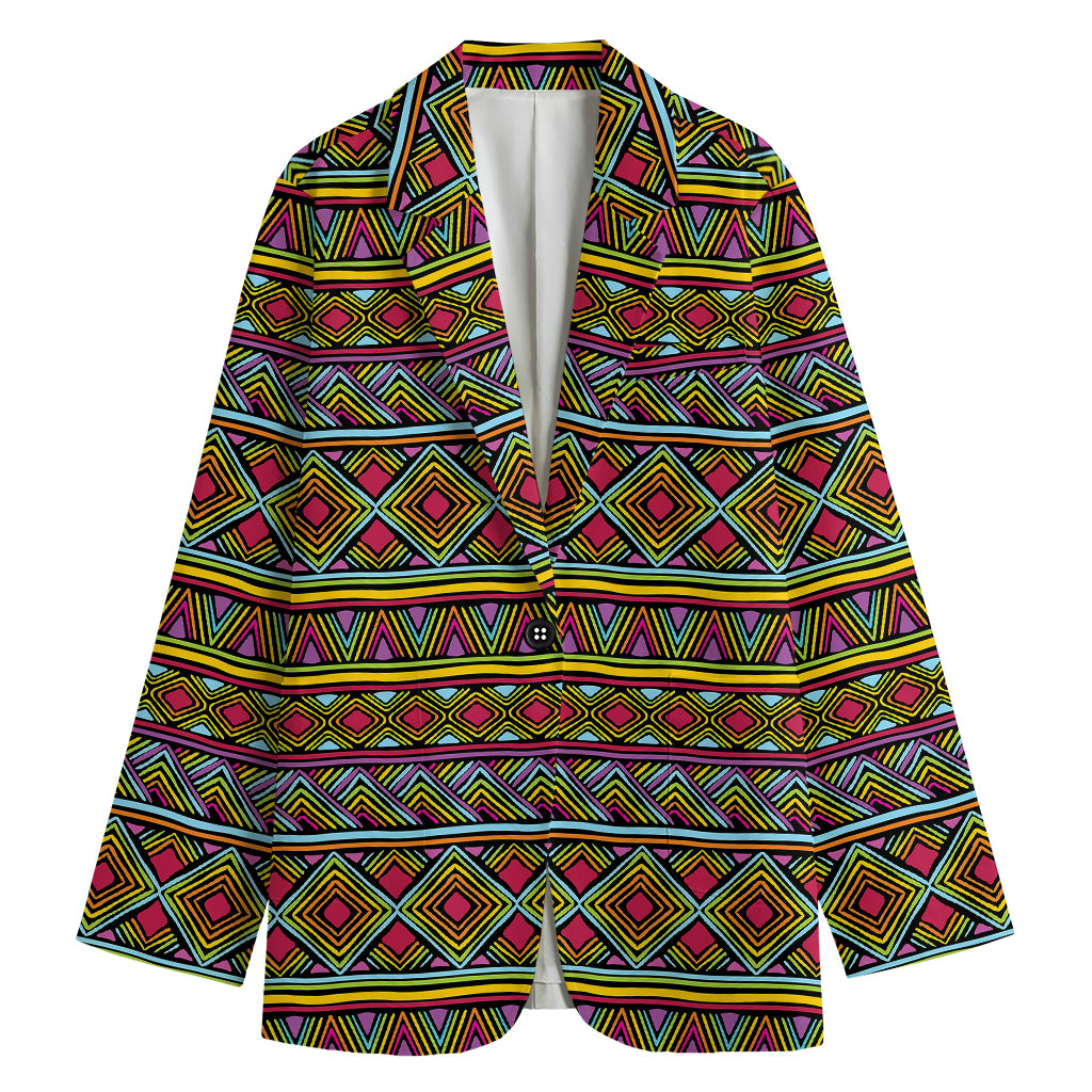 Colorful African Inspired Pattern Print Women's Cotton Blazer