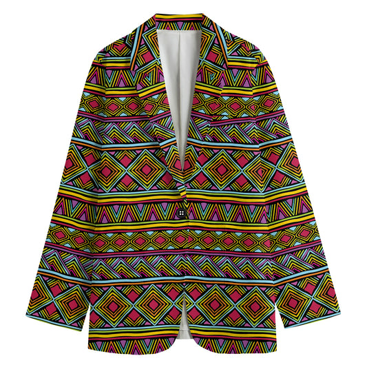Colorful African Inspired Pattern Print Women's Cotton Blazer