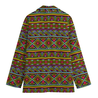 Colorful African Inspired Pattern Print Women's Cotton Blazer