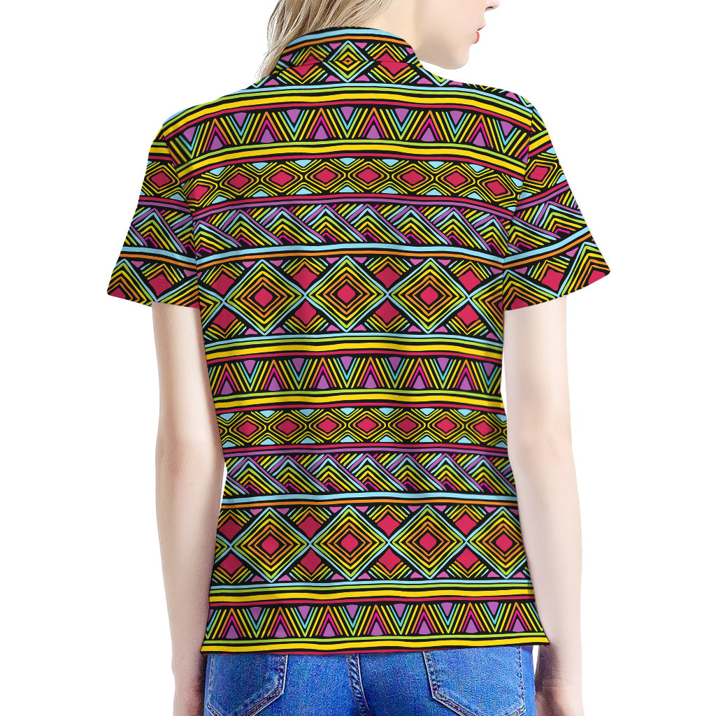Colorful African Inspired Pattern Print Women's Polo Shirt