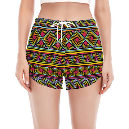 Colorful African Inspired Pattern Print Women's Split Running Shorts